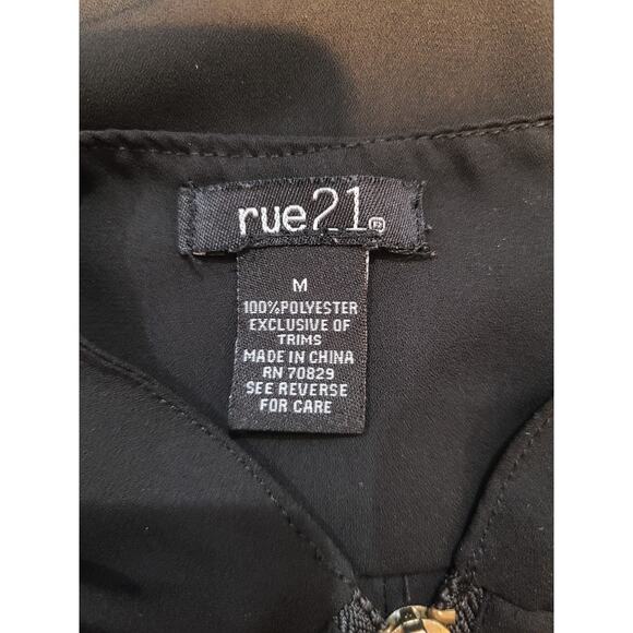 Rue21 medium women's sheer black partial zip up blouse - Picture 3 of 6